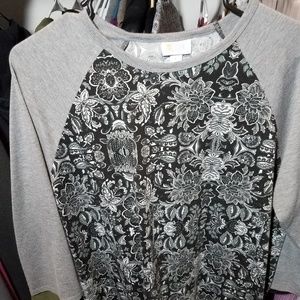 Lularoe large Randy T black gray floral